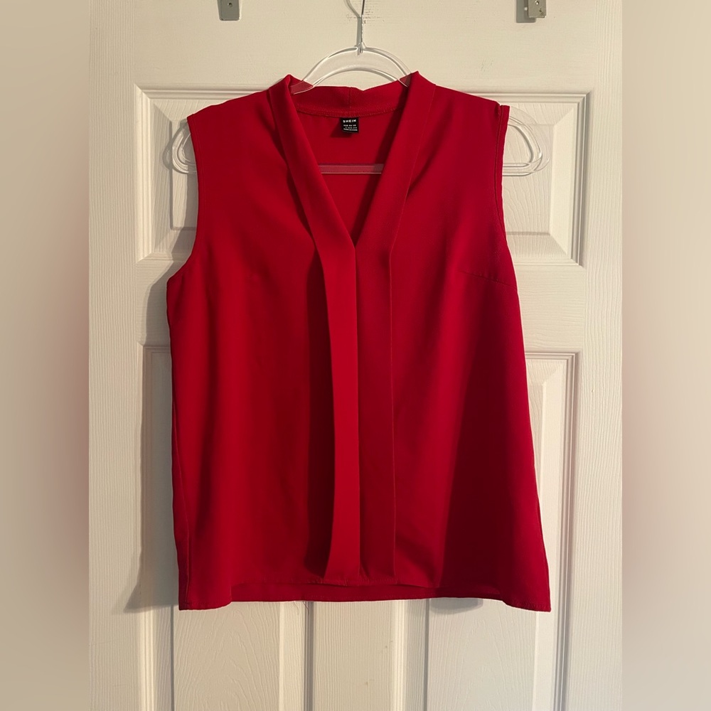 Red V-Neck Draped Sleeveless Camisole